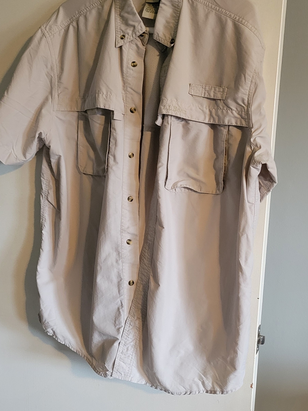 L.L. Bean Light Beige Short-Sleeve Fishing Shirt Jacket